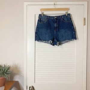 Topshop Moto Mom Dark Wash Cut-Off Denim Shorts